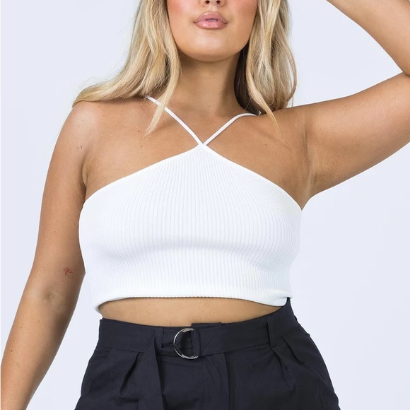 Princess Polly White Crop top M/L - Picture 2 of 2